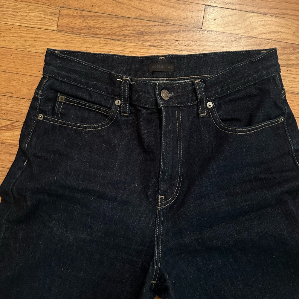 Uniqlo Women's Wide Straight Jeans - Navy Size 26 - Picture 3 of 4